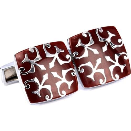 Hot! New High Quality Men Cufflinks Vintage Wave Pattern Cuff Link Red bat Mens Sleeve Nail Style Free Shipping