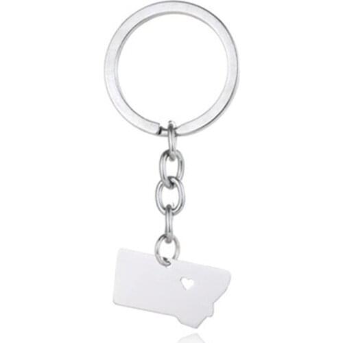 Europe and America selling stainless steel Montana map keychain US map series key accessories
