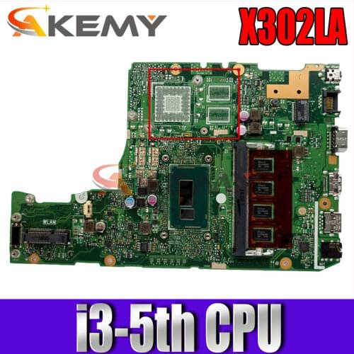 Akemy X302LA/LJ Laptop motherboard for ASUS X302LA X302LJ original mainboard 4GB-RAM I3-5010U