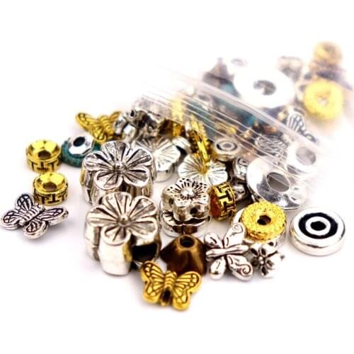 50 pieces Small Big Green Enamel Butterfly Metal Flower Spacer Beads For Diy Jewelry Making Accessories Wholesale Mixed Color