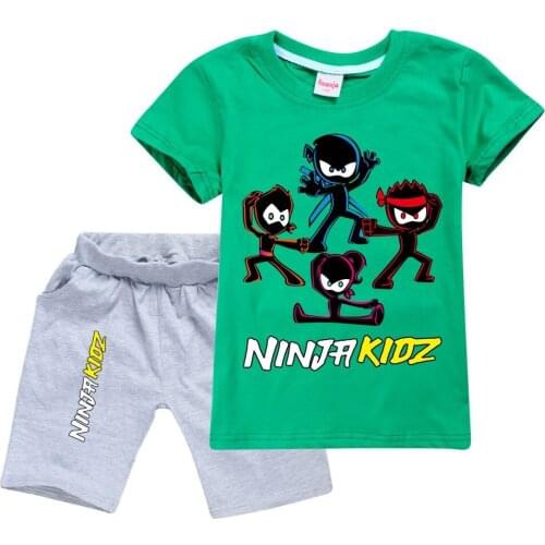 2021 New Summer Boys Clothing Set Casual Hip-hop NINJA KIDZ T-Shirt+Pants 2Pcs Suit Kindergarten Performance Kids Clothes 2-16Y