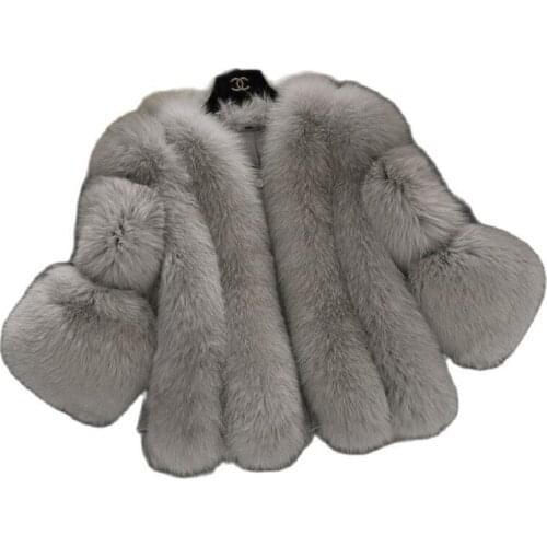 2018 New Fashion fur coat Women Autumn and Winter Clothes imitation fox fur Overcoat warm mosaic coat Long Faux Fur Coat