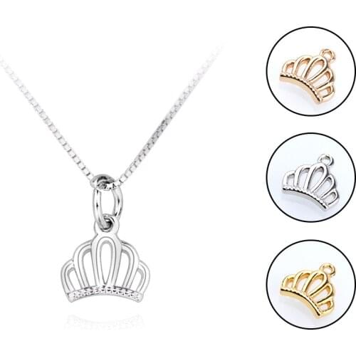 10pcs Charming Crown Necklace Pendant for Bracelets, Necklaces, Earrings, Jewelry Accessories 9mm*9mm