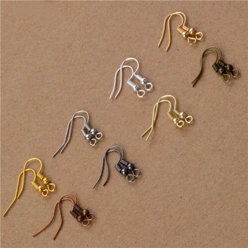 Wholesale 200Pcs/lot 18*19mm Earrings Hook Rhodium Silver Gold Plated Jewelry Materials Accessories Findings Coil Wire