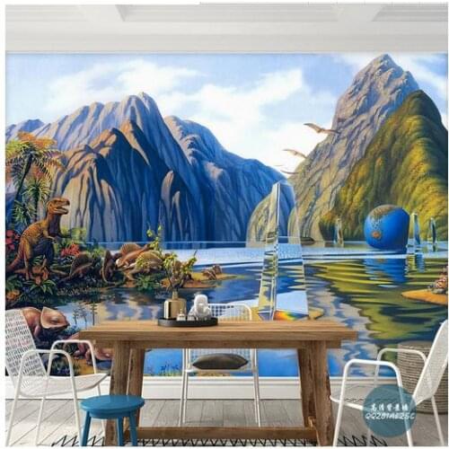 Custom 3d photo wallpaper 3d wall murals wallpaper Hand-painted dinosaur setting wall space 3d wallpaper for living room wall