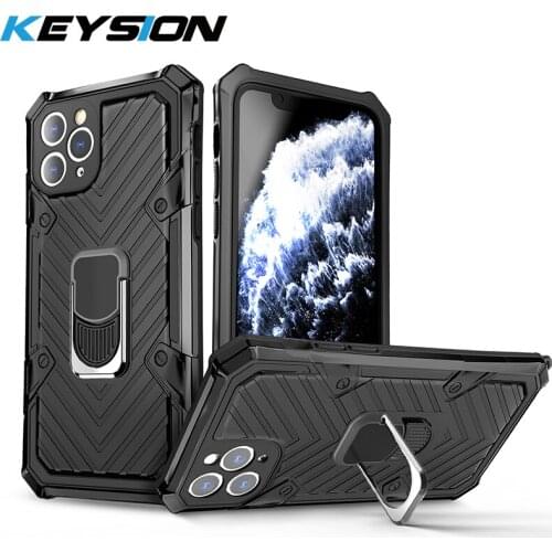 KEYSION Shockproof Case For iPhone 11 11 Pro Max Ring Stand Back Phone Cover for iPhone SE 2020 New XS Max XR X 8 7 6 6s Plus