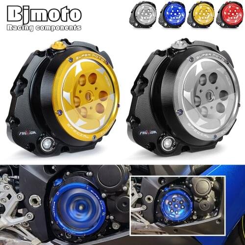 Motorcycle CNC Racing Clear Clutch Cover & Spring Retainer R For SUZUKI GSXS1000 GSXS1000F 2018-2021 GSXR1000 2007-2008