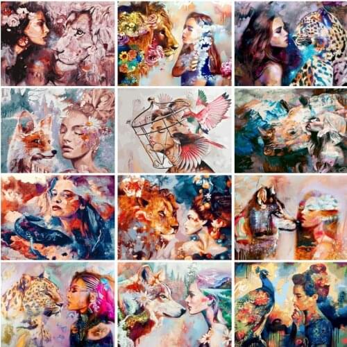 RUOPOTY Painting By Numbers For Adults With Frame Colorful Women Paint By Numbers Handpainted Canvas By Numbers Diy Gift Art