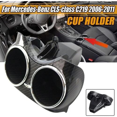 Carbon Fiber Style Dual Cup Holder Bracket for Mercedes CLS C219 AMG W219 2006-2011 A21968004149051