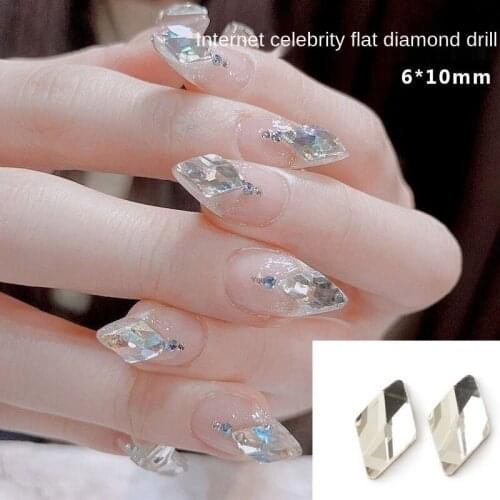 New sale Strass Korean Fashion 3D Nail Art Rhinestone Rhombus 6X10mm Flatback Pixie Crystal Stones For DIY Nail art Decoration