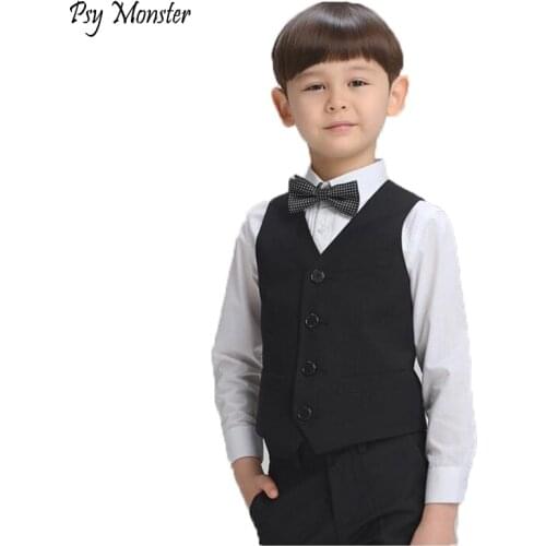 Boys Birthday Dress Prince Formal Vest Brand England Style Gentle Boys Wedding Waistcoat Kids Party Performance Vest for Boy F31