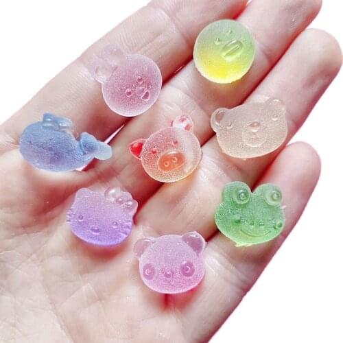 30pcs Soft Sweets Gradient Color Rabbit Bear Animals DIY Crafts Phone Shell Patch Arts Kids Hair Accessories Ornament Materials