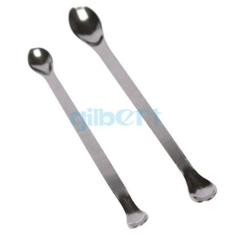 5pcs 200/220mm Length Stainless Steel Double Head Medicine Reagent Spoon