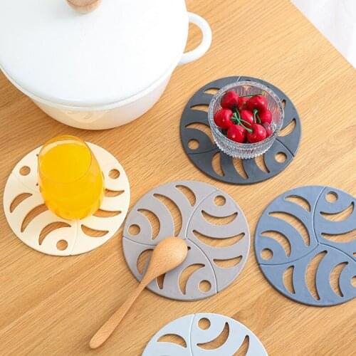 5Pcs/set Silicone Mats Round High Temperature Usable Silicone Coaster Heat-Insulating Slip-Free Dish Mats