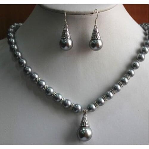 8mm white shell pearl necklace 14mm earring and pendant jewelry