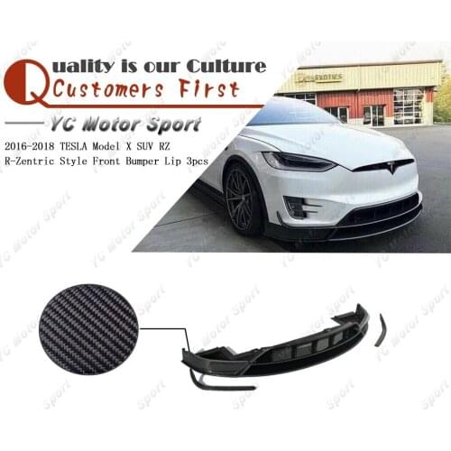 Car Accessories Carbon Fiber RZ R-Zentric Style Front Lip 3pcs Fit For 2016-2018 Model X SUV Front Bumper Diffuser Lip
