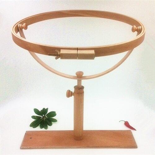 Beech Wooden High Adjustable Standing Desktop Solid Embroidery Frame Dia 37CM Hoop 360 Rotationable Cross Stitch Rack Kit