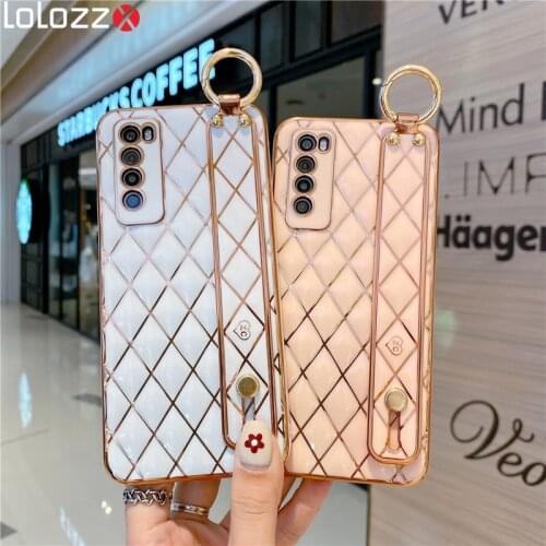 Luxury Gold Plating Wristband Holder Soft Silicone Phone Case For Samsung Galaxy S21 Ultra S21 Plus A72 A52 A32 A12 5G A02S F62