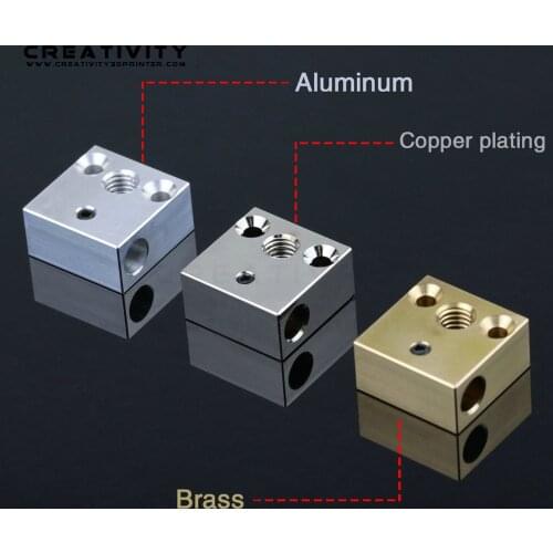 CR10 Swiss Plated Copper Heat Block For CR10 Hotend cr-10 Hotend for mk8 block mk9 block Print Head Extruder J-head