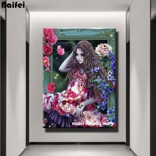 DIY 5D Diamond Painting Full Square Round Drill Princess Flowers Cross Stitch Diamond Embroidery Rhinestones Kits Wall Stickers