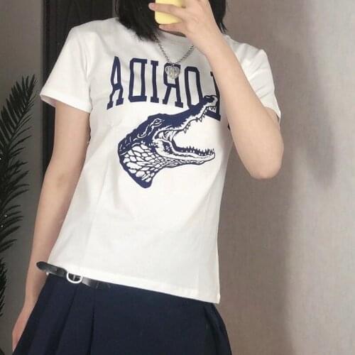 UNUTH Girls Soft Cotton O Neck T-shirt 2021 Summer Fashion Ladies Casual Slim T-shirt Female Printed Straight T-shirt Top