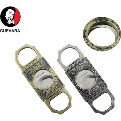 Guevara Stainless Steel Cigar Cutter Antique Retro color Double Guillotine Blade for High-end gifts