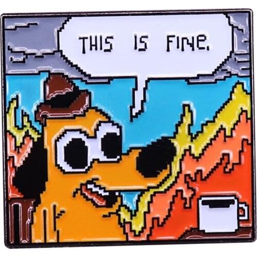 HOSENG This is Fine Cartoon Yellow Dog Animals Brooch Alloy Funny Backpack Lapel Enamel Jewelry Pin Gift For Friends HS_414