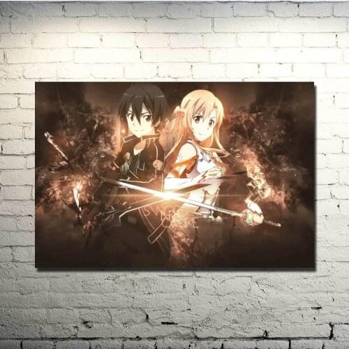 Sword art Online 2 Kirito Asuna Silk Poster Print 13x20 32x48 Inches Anime Pictures For Bedroom Living Room Decor 062