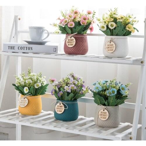Imitation Daisy potted plant fake flower decoration living room decoration dry flower fake flower decoration gift