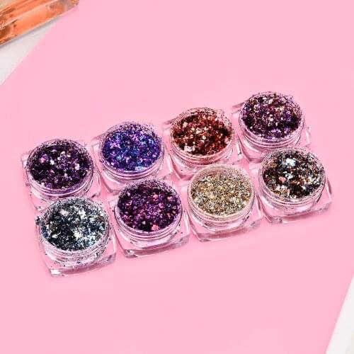 BeautyBigBang Colorful Pigment Dip Powder Nail Glitter Powder Aluminum Sequin 0.2g Bling DIY Nails Art Accessories Decoration