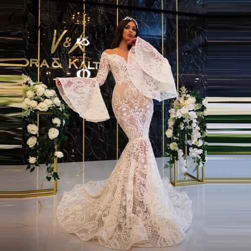 Abendkleider Appliques Lace Evening Dresses Dubai Kaftan See Through Prom Dress Arabic Robe De Soiree Celebrity Party Gowns 2021