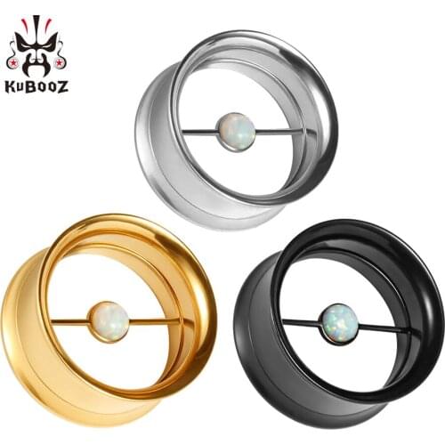 KUBOOZ Ear Piercing Stainless Steel Opal Gauges Earrings Tunnels Plug Body Jewelry Expander Fashion Gift For Women Men 10PCS/Lot