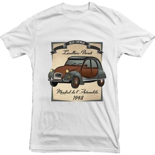 MenS T-Shirt 2019 Newest France Classic Car 2CV Car Classic Full Colour Print White T-shirt Tee for Gift 100% Cotton Brand New