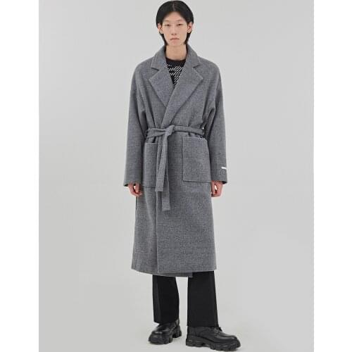 Mens pure wool coat mens British style long Korean loose winter trend handsome windbreaker cashmere large size coat