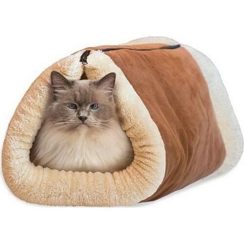 Soft Warm Cat Beds Cute Cat Tunnel Toy Cotton Plush Cat Sleeping Bag House Pet For Puppy Cat Mats Winter Warming Kitten Blanket