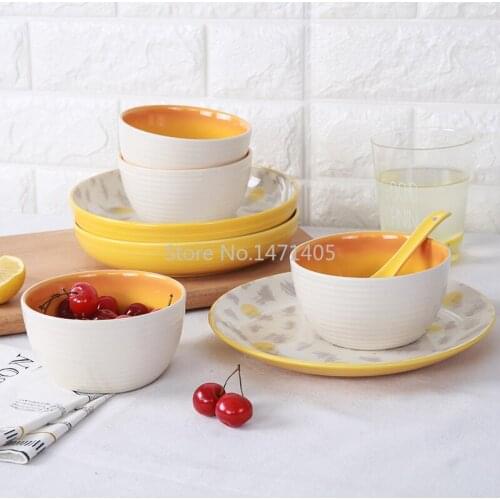 New Simple Creative Sunset Creative Korean Tableware Tableware Set Chinese Ceramic Dishes Underglaze Tableware