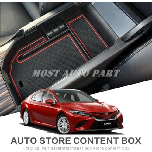 Plastic Interior Center Console Armrest Storage Box Holder For Toyota Camry 2018-2021 1pcs LHD Car Decoration Car Trim