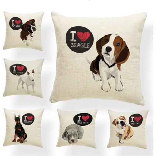 Cartoon Dog Cat Pillow Cushions Bulldog Beagle Boston Terrier Boxer Dog Throw Pillows Doberman Chihuahua Decor Polyester Blend