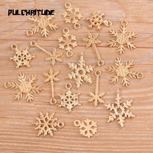 20pcs Mixed Two Color Christmas Snowflake Charms Pendants For Jewelry Making Diy Handmade Jewelry