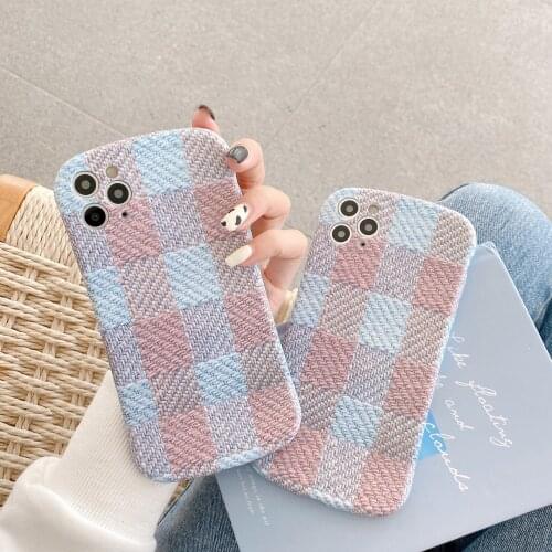 Wool knitting plaid Retro art painting Phone Case For iPhone 11 Pro Max case Cute cover for iPhone XS XR X 7 8 Plus 7Plus Case