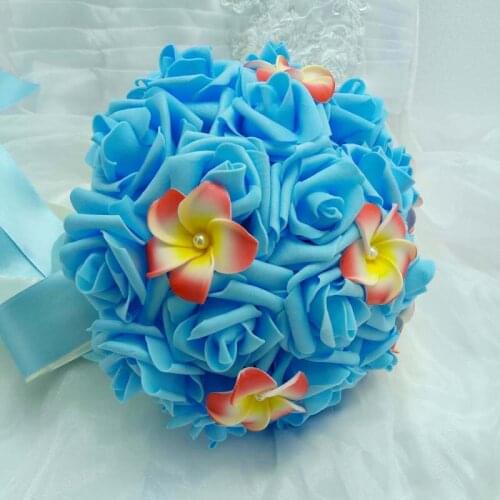 Blue Bridal Bouquet Handmade Artificial Flower Rose Wedding Decoration Bridal Bouquet Simulation