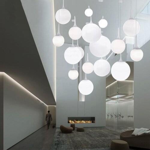 Modern Beaver LED pendant light dining room bedroom balcony stairs creative design White glass ball pendant lamp Luminaire