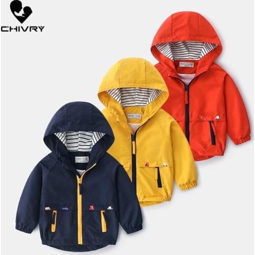 New 2021 Spring Autumn Kids Coats Jacket Boys Fashion Striped Hooded Cartoon Zipper Windbreaker Outerwear Baby Clothes Clothing