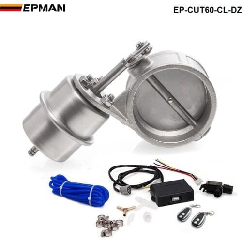 Exhaust Control Valve CUTOUT 2.3" 60mm Pipe Close Style With Vacuum Actuator with Wireless Remote Controller Set EP-CUT60-CL-DZ
