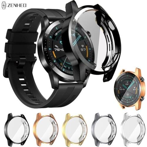 Plating TPU Protective Case Cover For Huawei Watch GT2 42mm 46mm Full Coverage Protector Shell Bumper