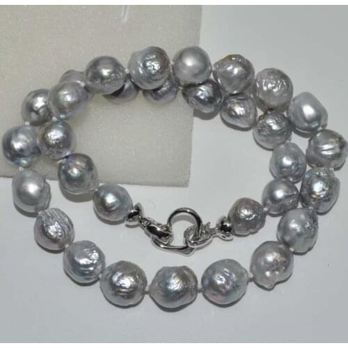Baroque furrow gray good luster 11-14 mm kasumi FW pearl necklace