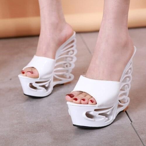 High Heels Women Sandals Abnormal Heels Party Shoes PVC Transparent Platform Sexy Nightclub 14.5cm Sandalias Mujer Size 34-41