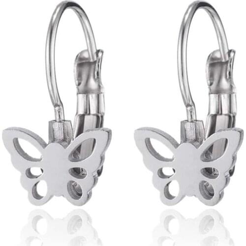 Stainless Steel Ear Buckle Womens Japanese And Korean Version Personalized Butterfly Earrings Jewelry