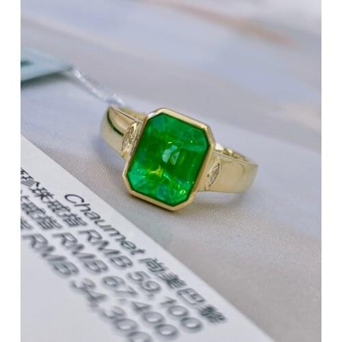 LR718 Emerald Ring 2.3ct Pure 18K Gold Jewelry Vivid Green Emerald Gemstone Diamond Female Rings for women Fine Ring