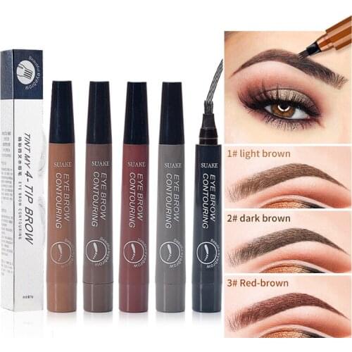 5 Color Liquid Eyebrow Pen Waterproof 4 Fork Eye Brow Enhancers Pencil Long Lasting Natural Brown Black Eyebrows Makeup Cosmetic